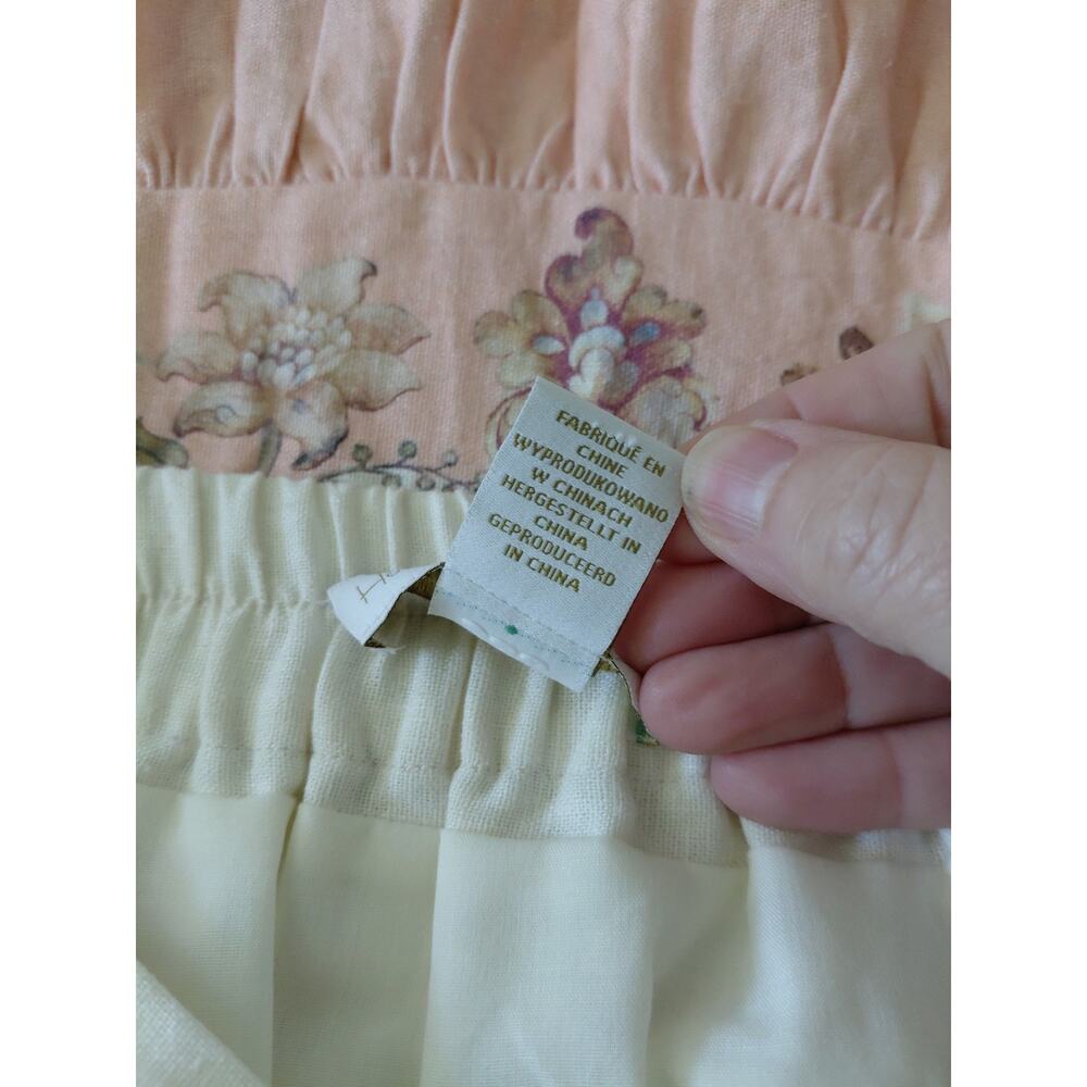 House of Harlow 1960 Boho Floral Midi Skirt LARGE Linen Chintz Tiered Pink Girly - Picture 13 of 15